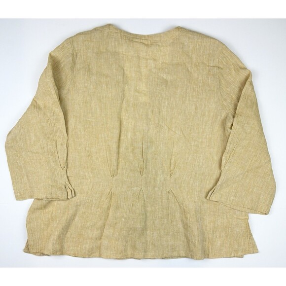 Poetry Lagenlook Women's Beige Jacket Blazer Linen Natural Coastal Luxury, Sz 12 - Picture 4 of 9